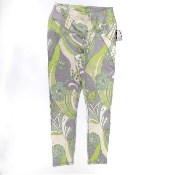 FREE PEOPLE Movement Wave Crush Leggings Lime Green Grey Activewear Size S NWT - Picture 4 of 12